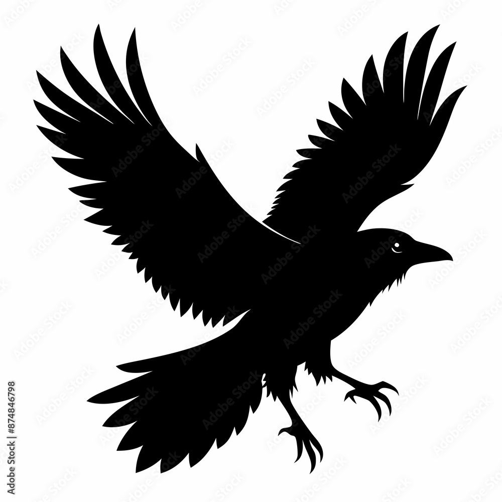 Fototapeta premium Crow vector illustration, bird isolated on white,Crow silhouette, eagle vector art
