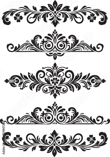 Ornament Visual arts, floral vine, border, Black, Elements Vector