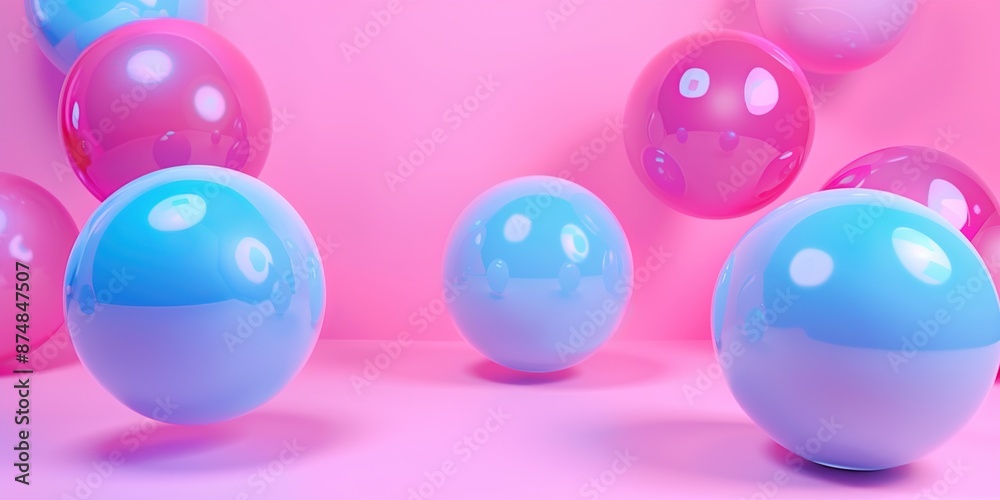 Abstract Composition of Pink and Blue Spheres