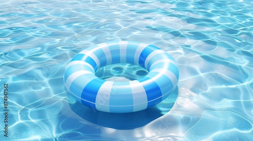 3D illustration of a pastel-striped inflatable ring for a summer beach or poolside getaway.
