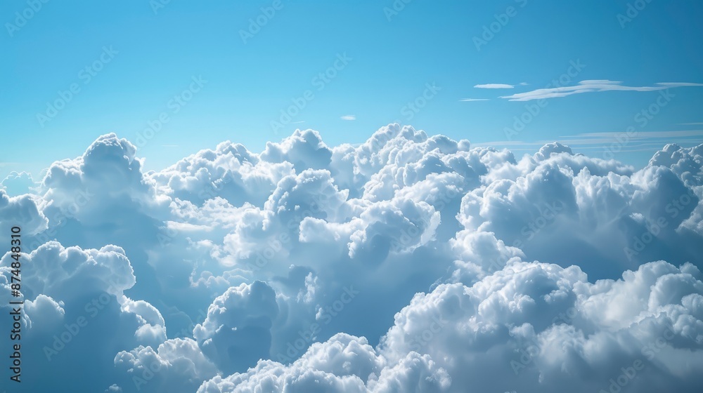 Fototapeta premium Cloud Textures Contrasted Against The Clear Blue Sky, Offering A Dynamic View