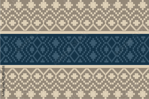 Geometric, seamless, traditional ethnic, thai pattern, fabric pattern for textiles, rugs, wallpaper, clothing, sarong, batik, wrapping, embroidery, print, background, cover, illustration, vector.