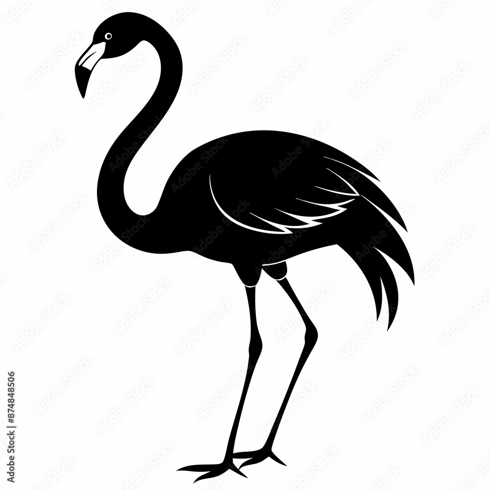 Fototapeta premium Flamingo vector illustration, bird isolated on white, Flamingo silhouette, swan vector art