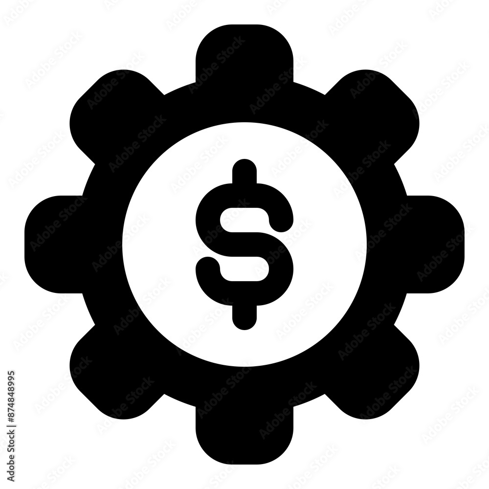 Gear with Dollar Icon for Financial Management and Settings Gear with Dollar Icon for Financial Management and Settings