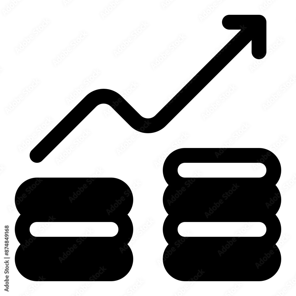 Coin Stack with Arrow Up Icon for Financial Growth and Investment Coin Stack with Arrow Up Icon for Financial Growth and Investment