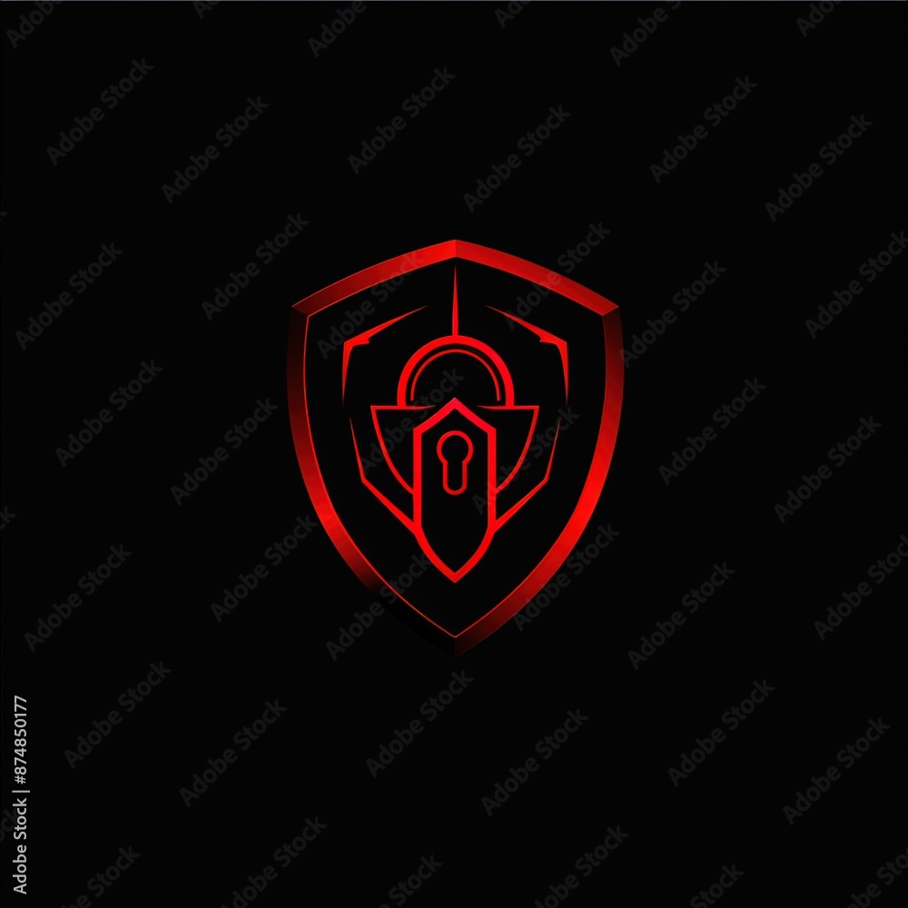 A modern, tech-inspired logo for a cybersecurity firm with shield and lock elements on a solid dark red background. A modern, tech-inspired logo for a cybersecurity firm with shield and lock elements on a solid dark red background.