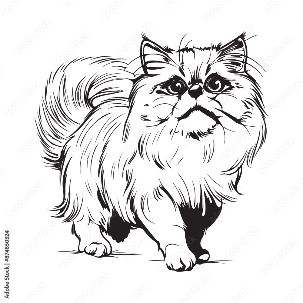 Hand drawing Persian cat sketch Image Vector. illustration a Persian cat isolated on white Hand drawing Persian cat sketch Image Vector. illustration a Persian cat isolated on white