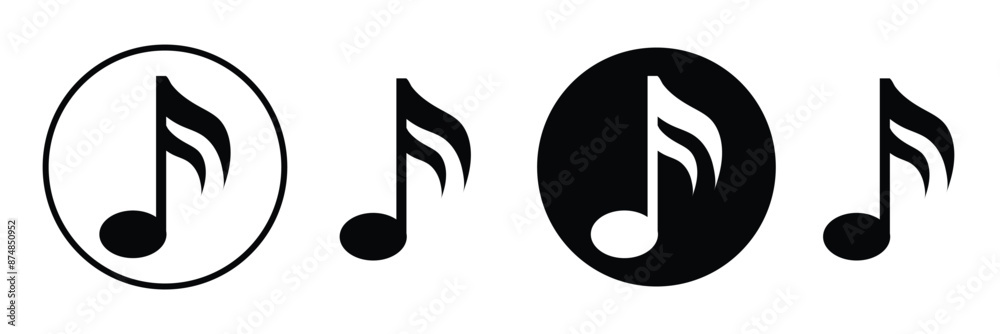 Music note waves icon song, melody or tune line or flat vector isolated on transparent background. Musical key trendy style symbol design element logo template for musical apps and website.	