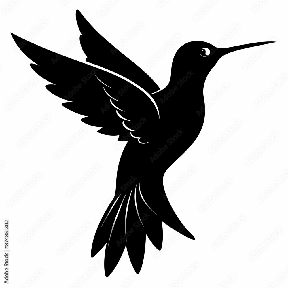 Obraz premium Hummingbird vector illustration, bird isolated on white, Hummingbird silhouette, dove vector art 