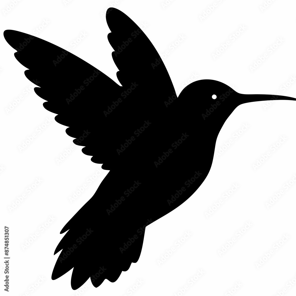 Obraz premium Hummingbird vector illustration, bird isolated on white, Hummingbird silhouette, dove vector art 