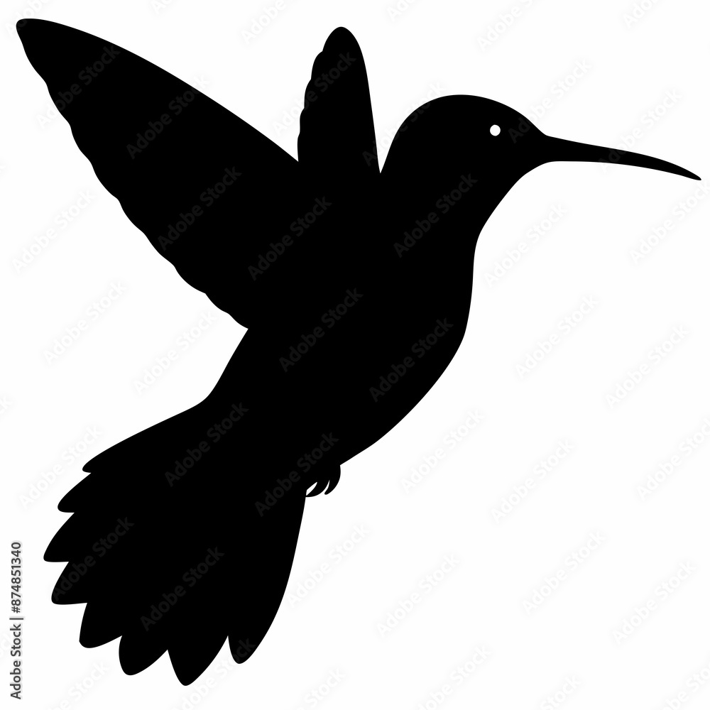 Obraz premium Hummingbird vector illustration, bird isolated on white, Hummingbird silhouette, dove vector art