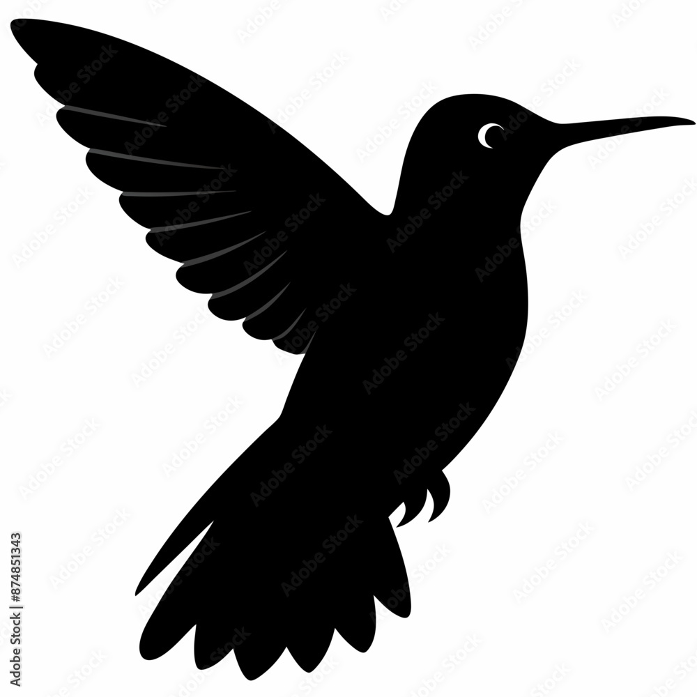 Obraz premium Hummingbird vector illustration, bird isolated on white, Hummingbird silhouette, dove vector art 