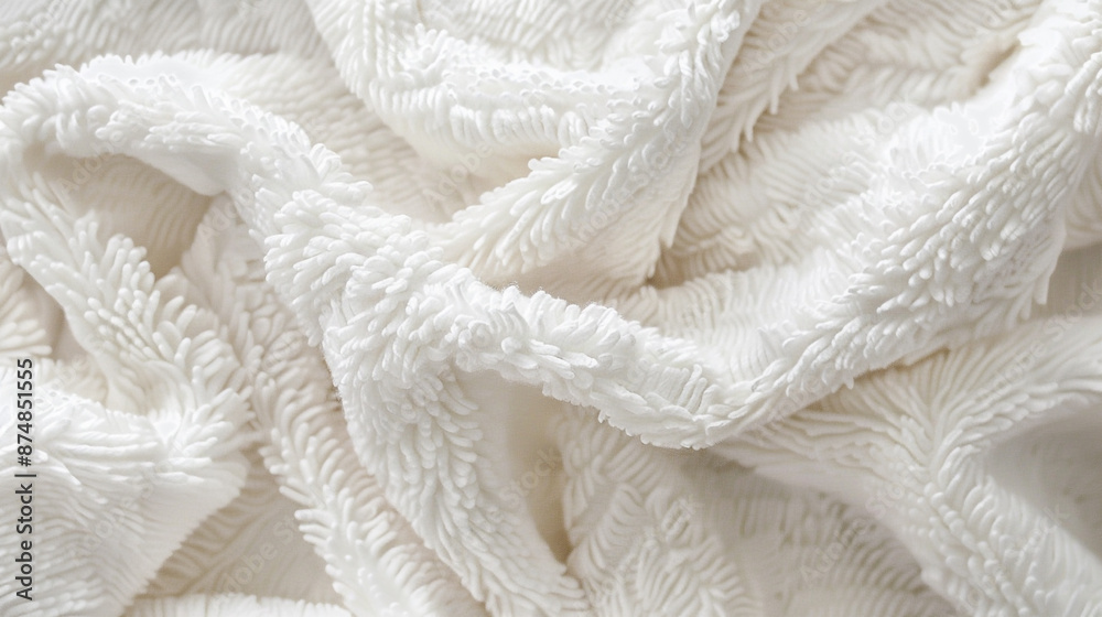 Top view of white plush towel texture Top view of white plush towel texture