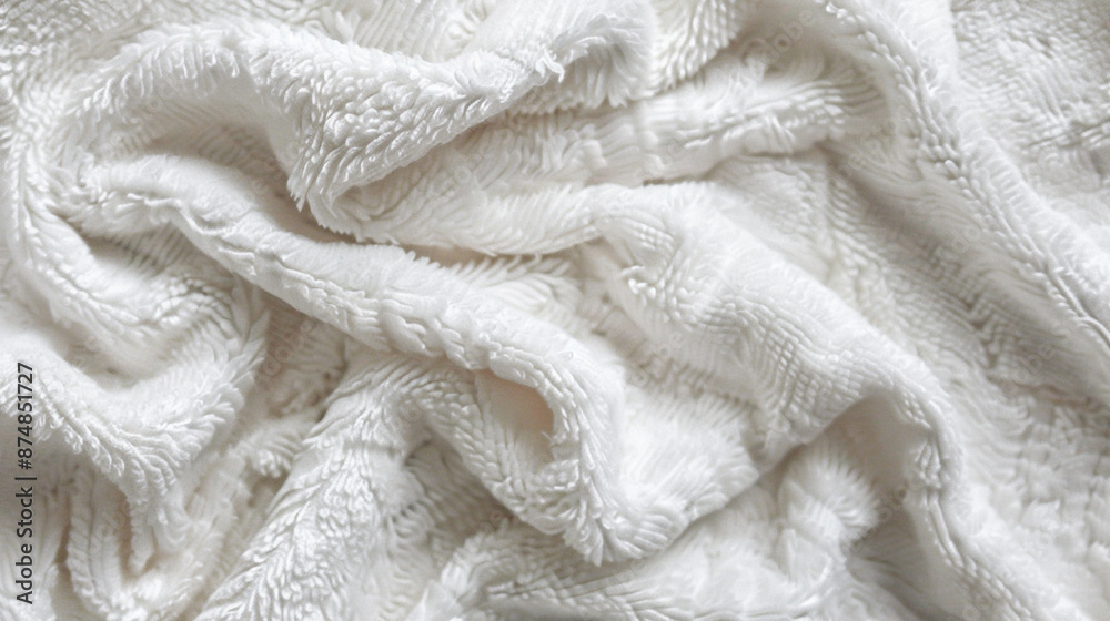 Top view of white plush towel texture