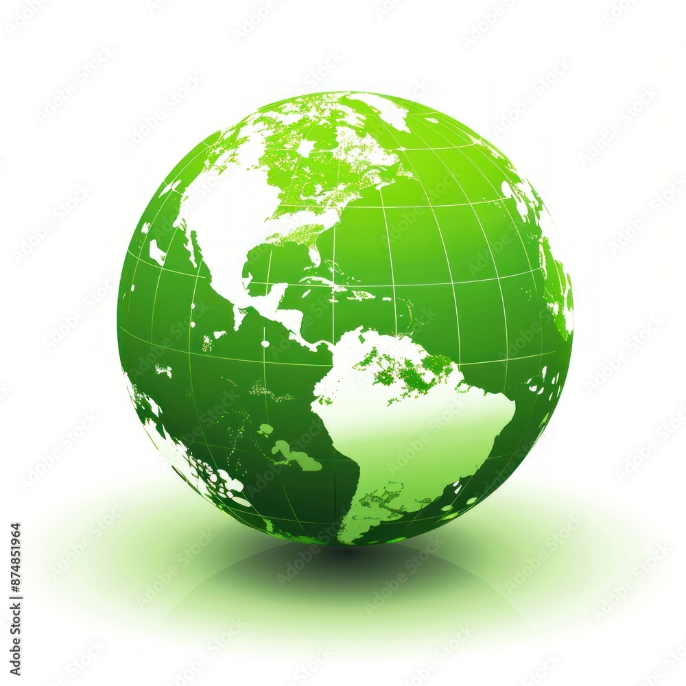 Green Earth Globe on White Background Green Earth Globe on White Background