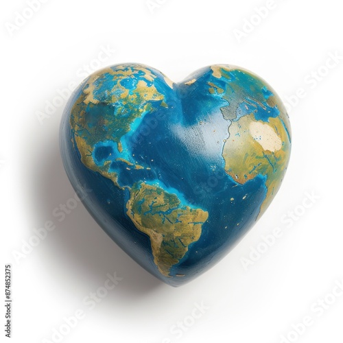 Heart-Shaped Earth Globe on a White Background