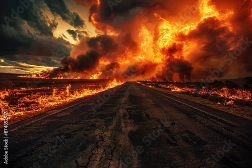 a highway to hell, burning landscape