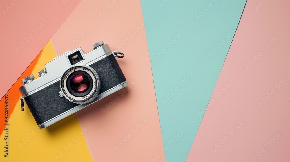 Fototapeta premium Vintage Camera on Colorful Background