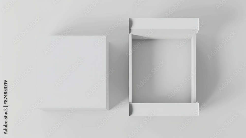 Open and Closed White Cardboard Box Mockup Open and Closed White Cardboard Box Mockup