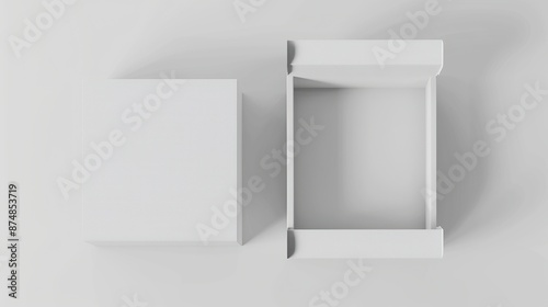Open and Closed White Cardboard Box Mockup