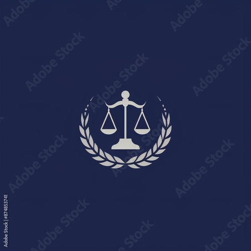 A professional, trustworthy logo for a law firm, using strong fonts and symbols on a solid dark blue background.