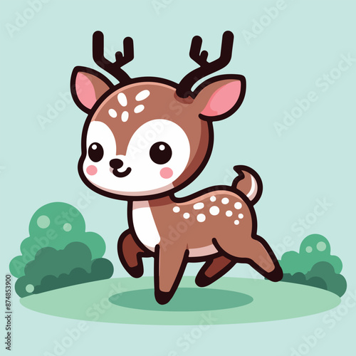 Cute Deer Vector Art Illustration