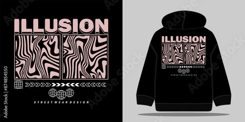 illusion typography with liquid effect in urban design, graphic design illustration, for streetwear, hoodie, urban style design, t shirt, etc