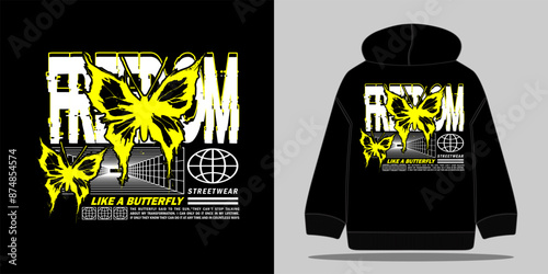 Graphic design ready to print. butterfly vector illustration for streetwear graphic design, hoodie, urban style design and screen printing	