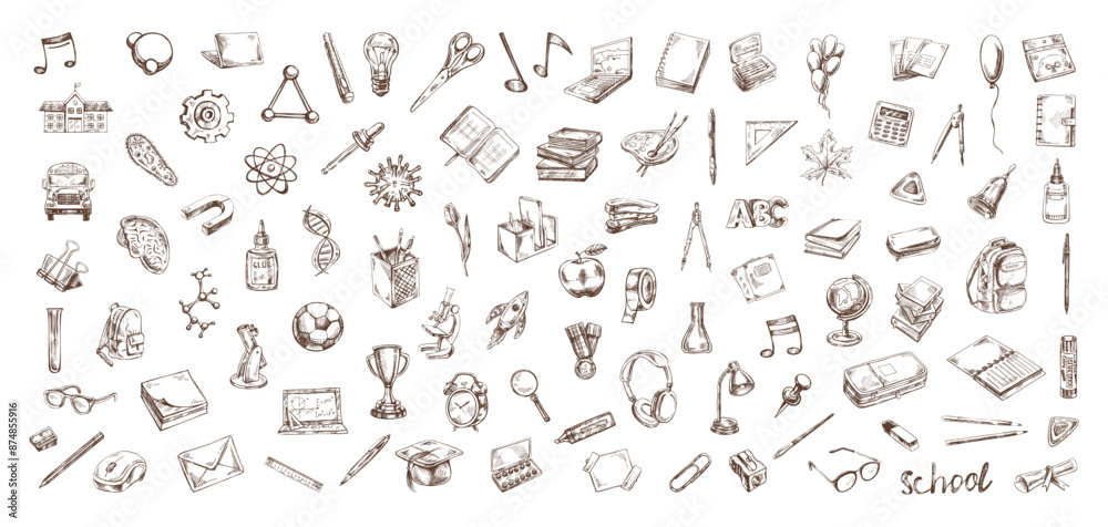 Back to School, hand drawn school supplies - big sketch set. Doodle lettering and school object collection. Education Concept. Vintage sketch element. Vector illustration. Back to School. Back to School, hand drawn school supplies - big sketch set. Doodle lettering and school object collection. Education Concept. Vintage sketch element. Vector illustration. Back to School.