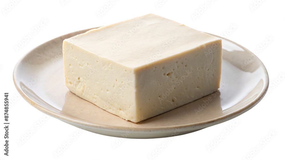 A close-up of a tofu, isolated on white, perfect for breakfast or a healthy snack A close-up of a tofu, isolated on white, perfect for breakfast or a healthy snack