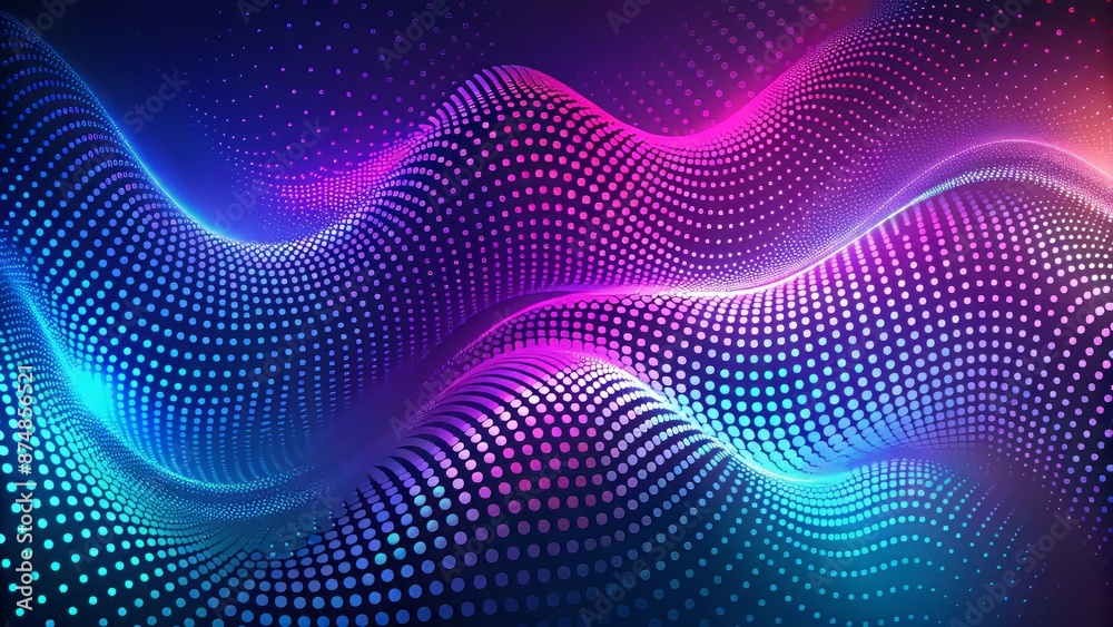 Vibrant abstract background featuring wavy dotted patterns on a mesmerizing blue and purple gradient perfect for digital designs. Vibrant abstract background featuring wavy dotted patterns on a mesmerizing blue and purple gradient perfect for digital designs.