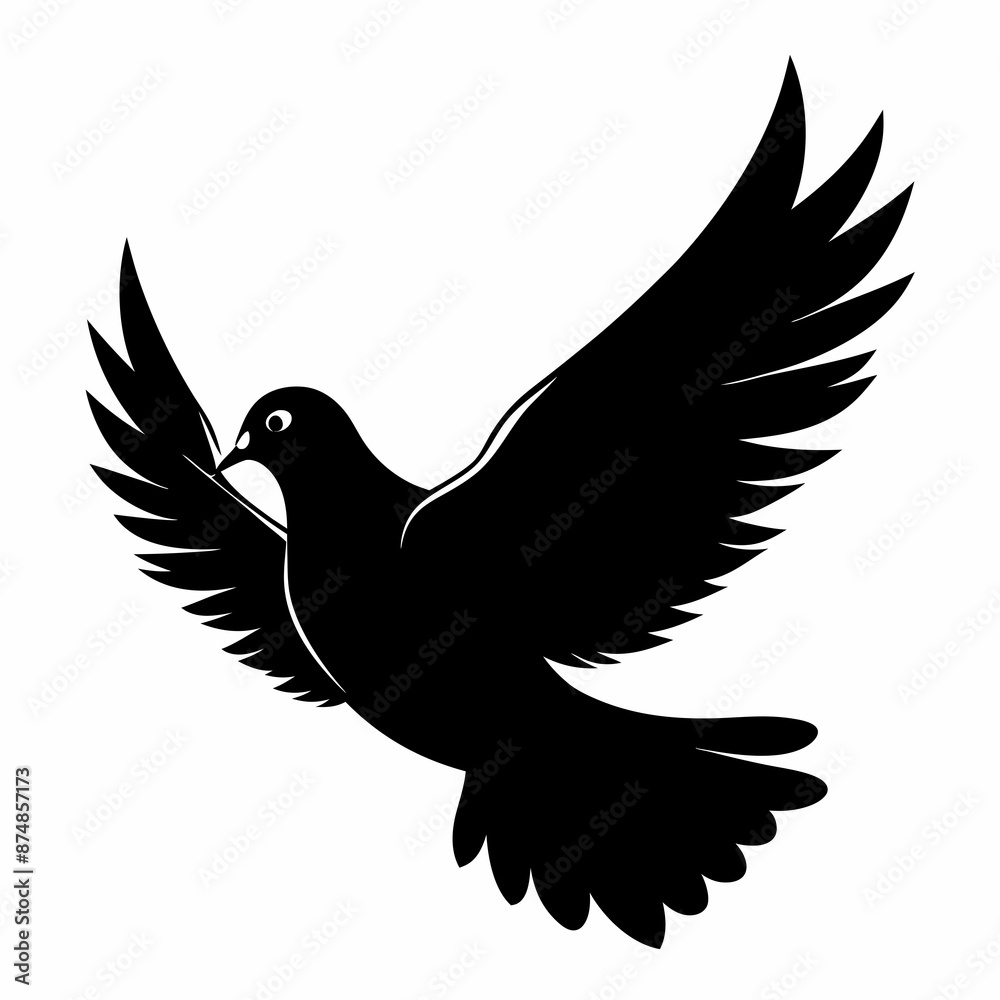 Fototapeta premium Pigeon vector illustration, animal isolated on white, Pigeon silhouette, dove vector art 