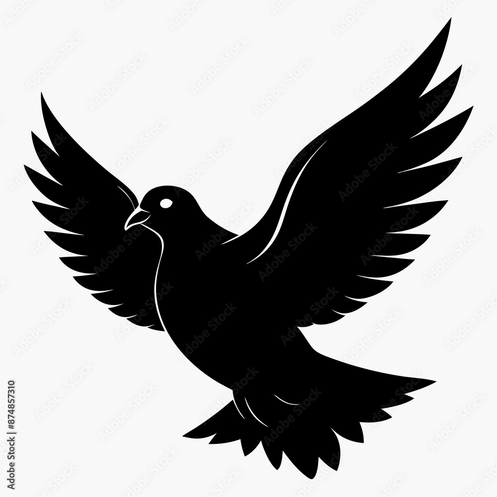 Obraz premium Pigeon vector illustration, animal isolated on white, Pigeon silhouette, dove vector art 
