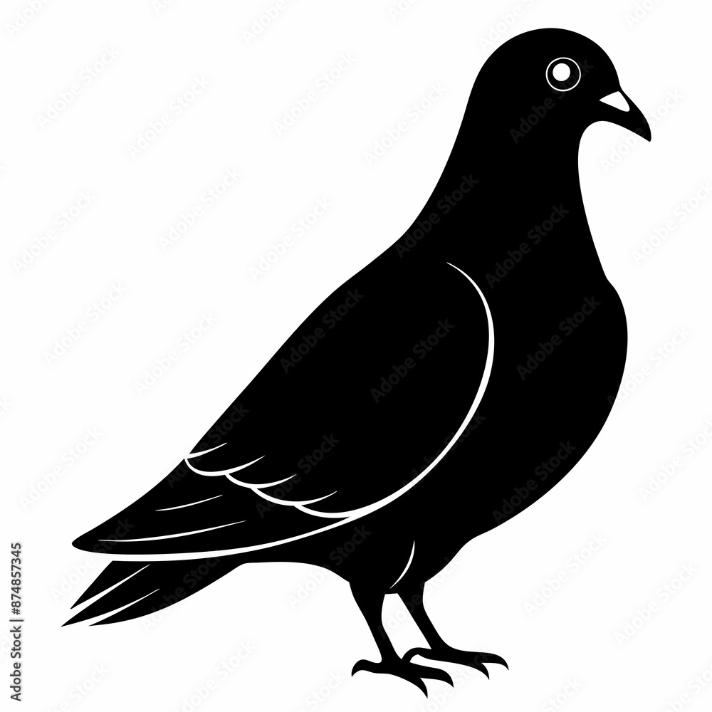Fototapeta premium Pigeon vector illustration, animal isolated on white, Pigeon silhouette, dove vector art 