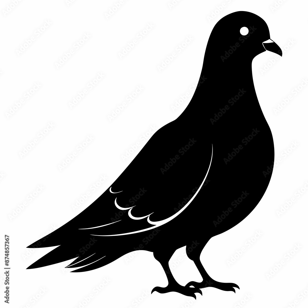 Fototapeta premium Pigeon vector illustration, animal isolated on white, Pigeon silhouette, dove vector art 
