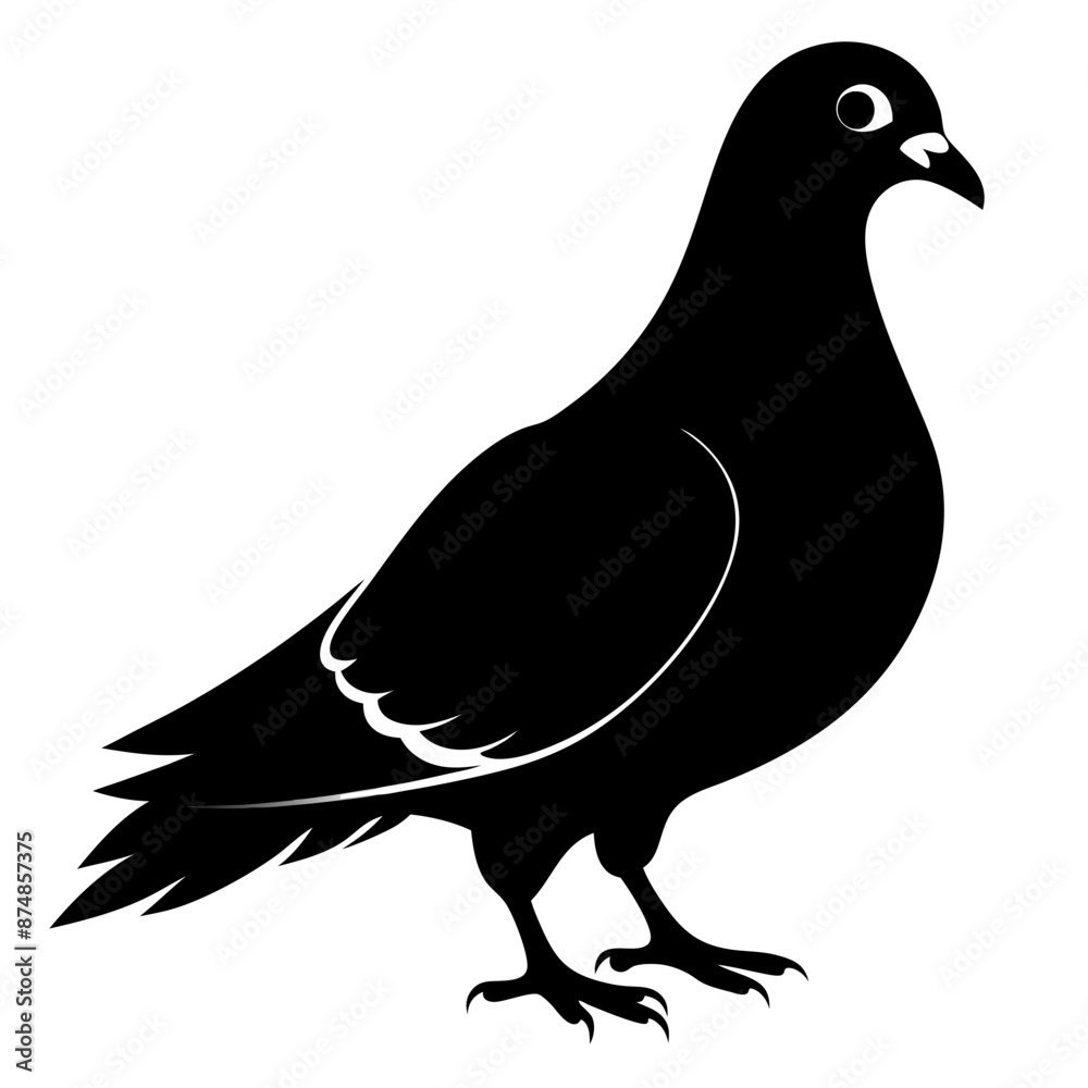 Fototapeta premium Pigeon vector illustration, animal isolated on white, Pigeon silhouette, dove vector art 