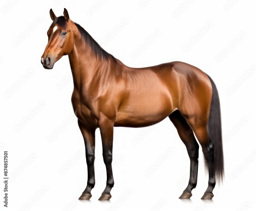 Majestic Brown Horse Isolated on White Majestic Brown Horse Isolated on White