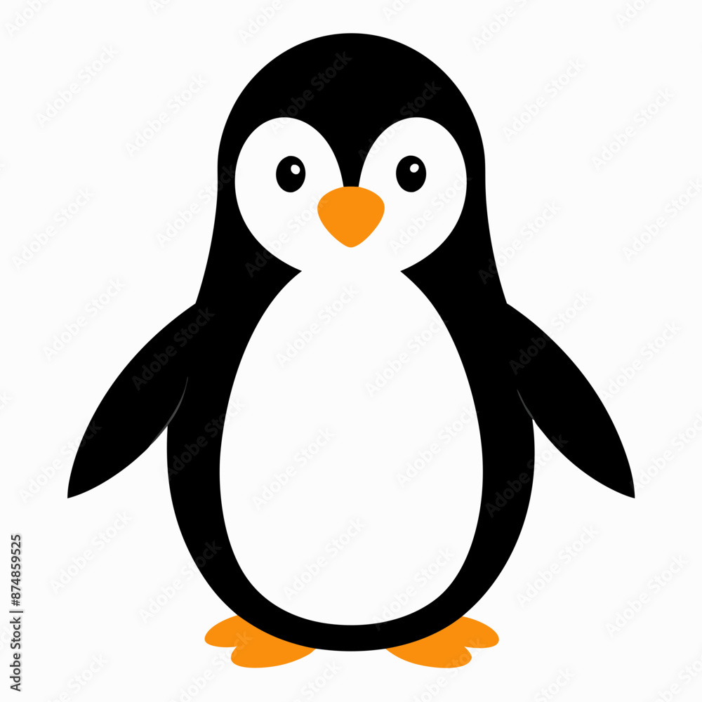 Fototapeta premium Pumguim vector illustration, animal isolated on white, Pumguim silhouette, penguin on the snow vector art