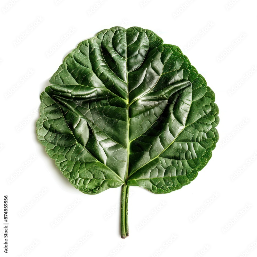 Obraz premium Single Green Leaf Isolated on White Background