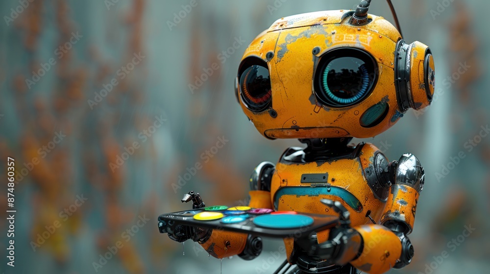 Cute Robot Holding a Controller Cute Robot Holding a Controller