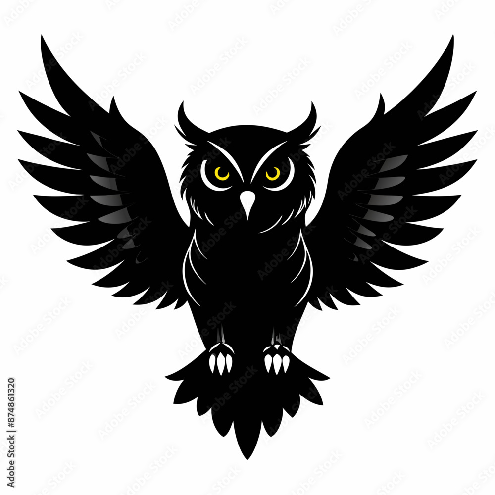 Obraz premium Owl vector illustration, bird isolated on white, Snow Owl silhouette, Snow Owl vector art