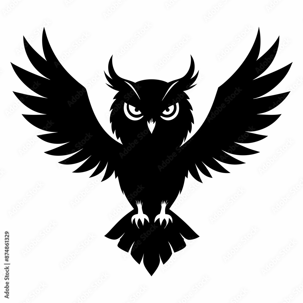 Obraz premium Owl vector illustration, bird isolated on white, Snow Owl silhouette, Snow Owl vector art