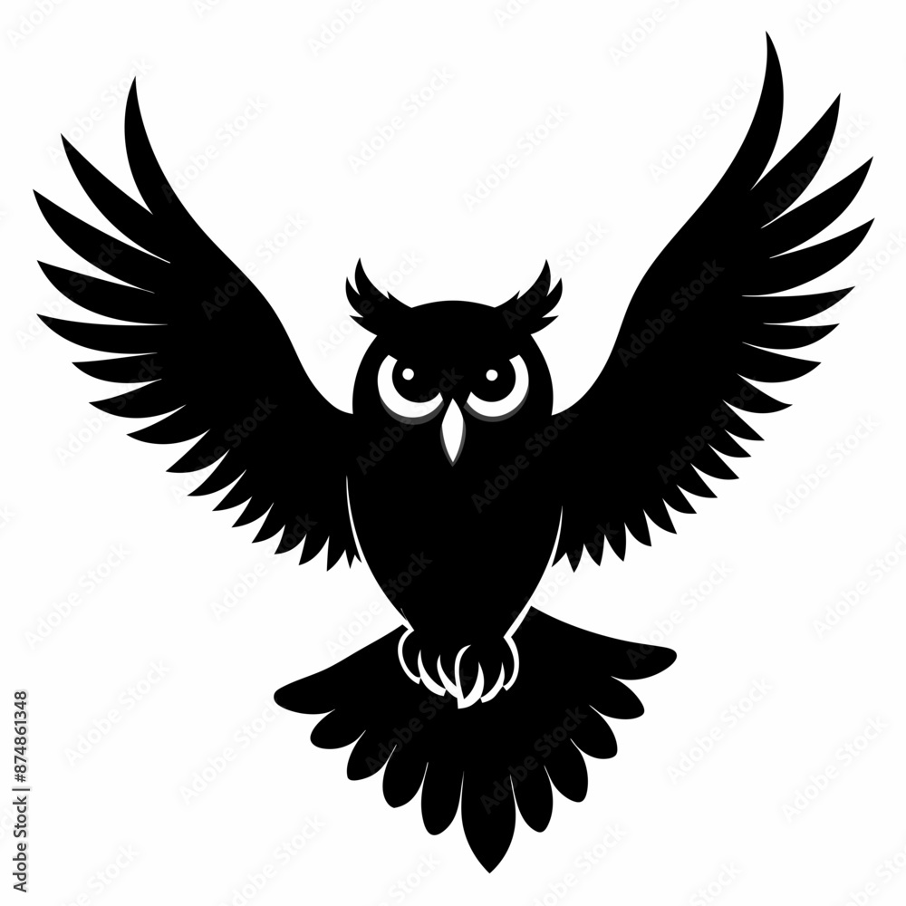 Naklejka premium Owl vector illustration, bird isolated on white, Snow Owl silhouette, Snow Owl vector art