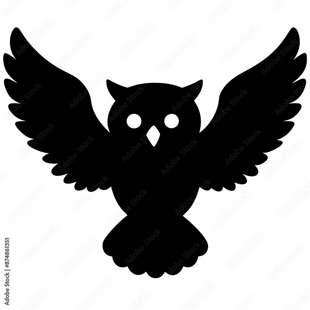 Fototapeta premium Owl vector illustration, bird isolated on white, Snow Owl silhouette, Snow Owl vector art