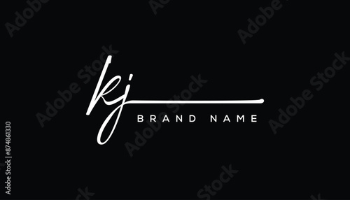 Fotografi KJ letter beauty handwriting vector logo.
