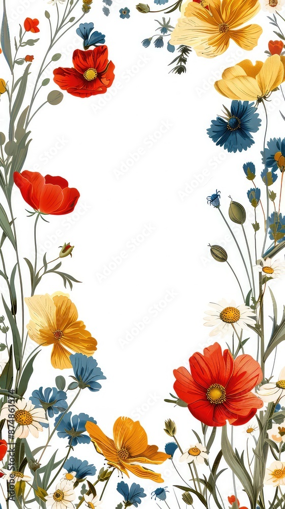 White background with square floral illustration as a frame Generated with AI White background with square floral illustration as a frame Generated with AI