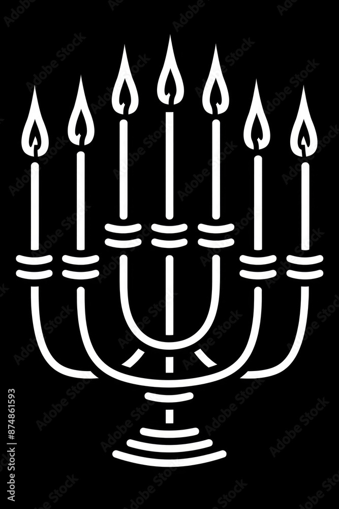 Five-Lit Menorah on Black Background Five-Lit Menorah on Black Background