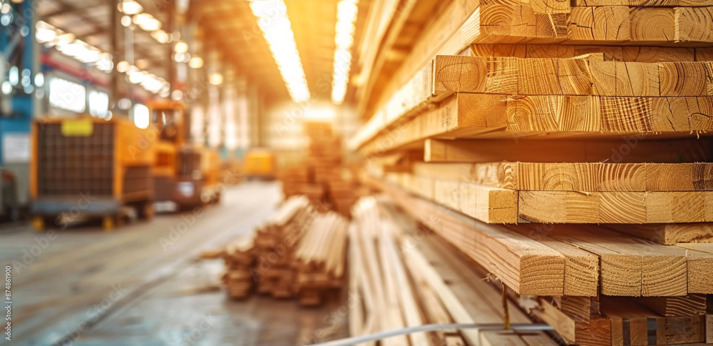 wood planks in warehouse or factory