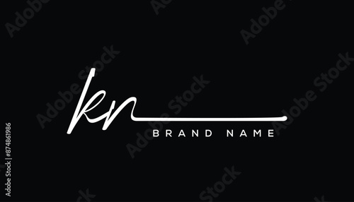 KN letter beauty handwriting vector logo. 
