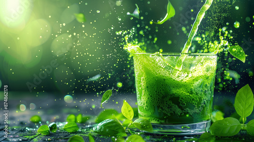 Natural Green Tea Extract Enhances Fat Burning Process, Holographic Display photo